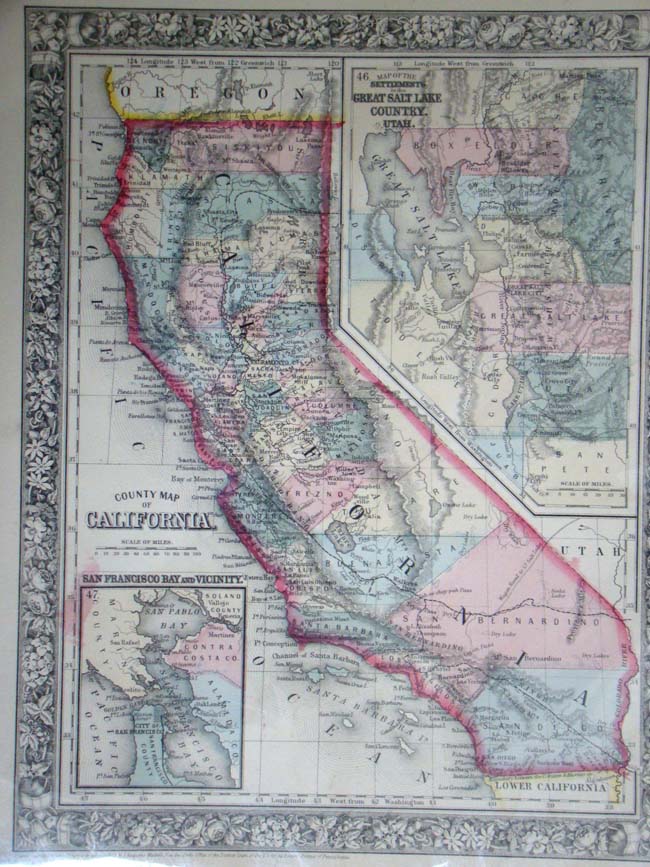 Mitchell's map of California and Utah published in 1864